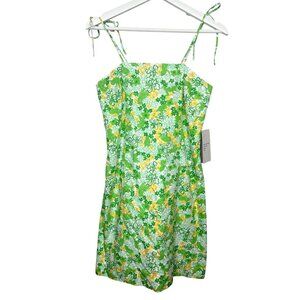 Lilly Pulitzer Shy Frogs Print Dress Women’s 8 Green Floral Summer